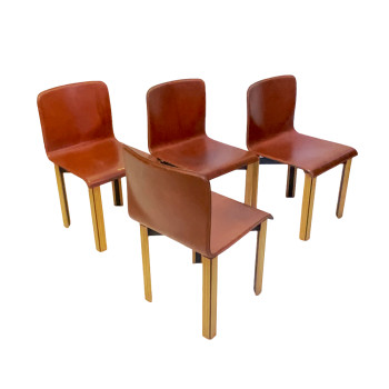 Set of Four Italian Leather Dining Chairs