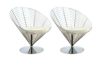 Pair of Wire Cone Chairs by Verner Panton