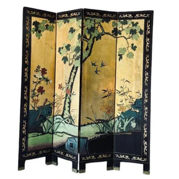 Chinese Four Panel Coromandel Screen on Gold Leaf