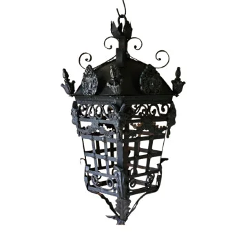 Wrought Iron Lantern with Wall Bracket