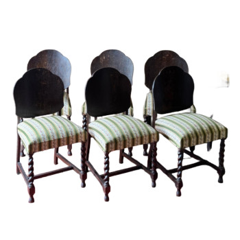 Set of 6 Barley Twist Jacobean style Oak Dining Chairs
