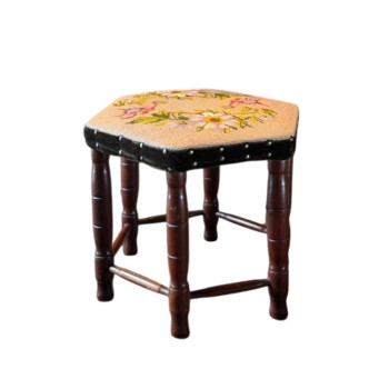 Hexagonal Needlepoint Stool