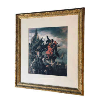 Battle Scene Print in Aged Gold Frame