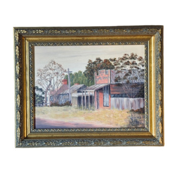 Gold Framed Australian Street Scene Painting