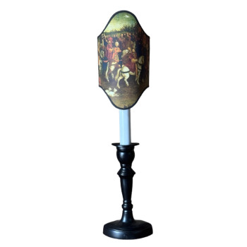 Candlestick Lamp with Clip On Shield Shade