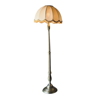 Gilt Floor Lamp with Fringed Shade