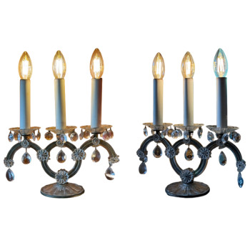 Pair of Vintage Three Bulb Lamps