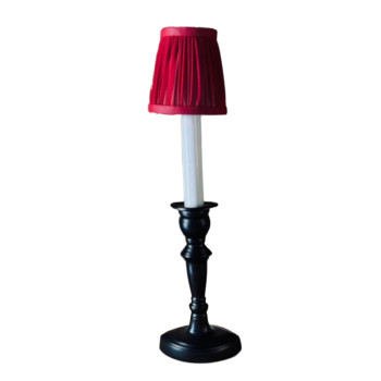 Candlestick Table Lamp with Red Chiffon Shade
