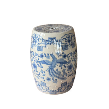 Oriental Blue and White Ceramic Stool