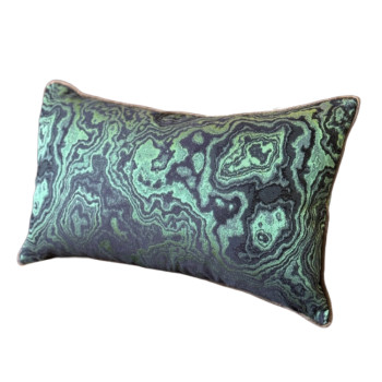 Forest Green Woven Moire Jacquard Lumbar Cushion