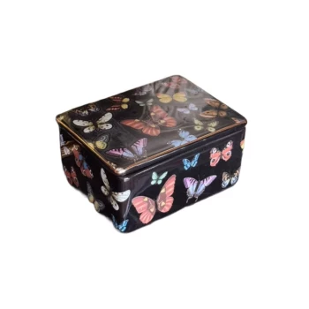 Butterfly Lidded Trinket Box Black