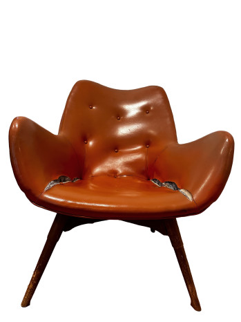 B210 Original Television Chair Upholstered in Orange Vinyl