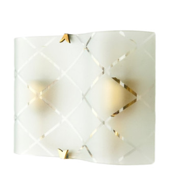 Italian Etched Glass & Brass Rectangular Wall Lights